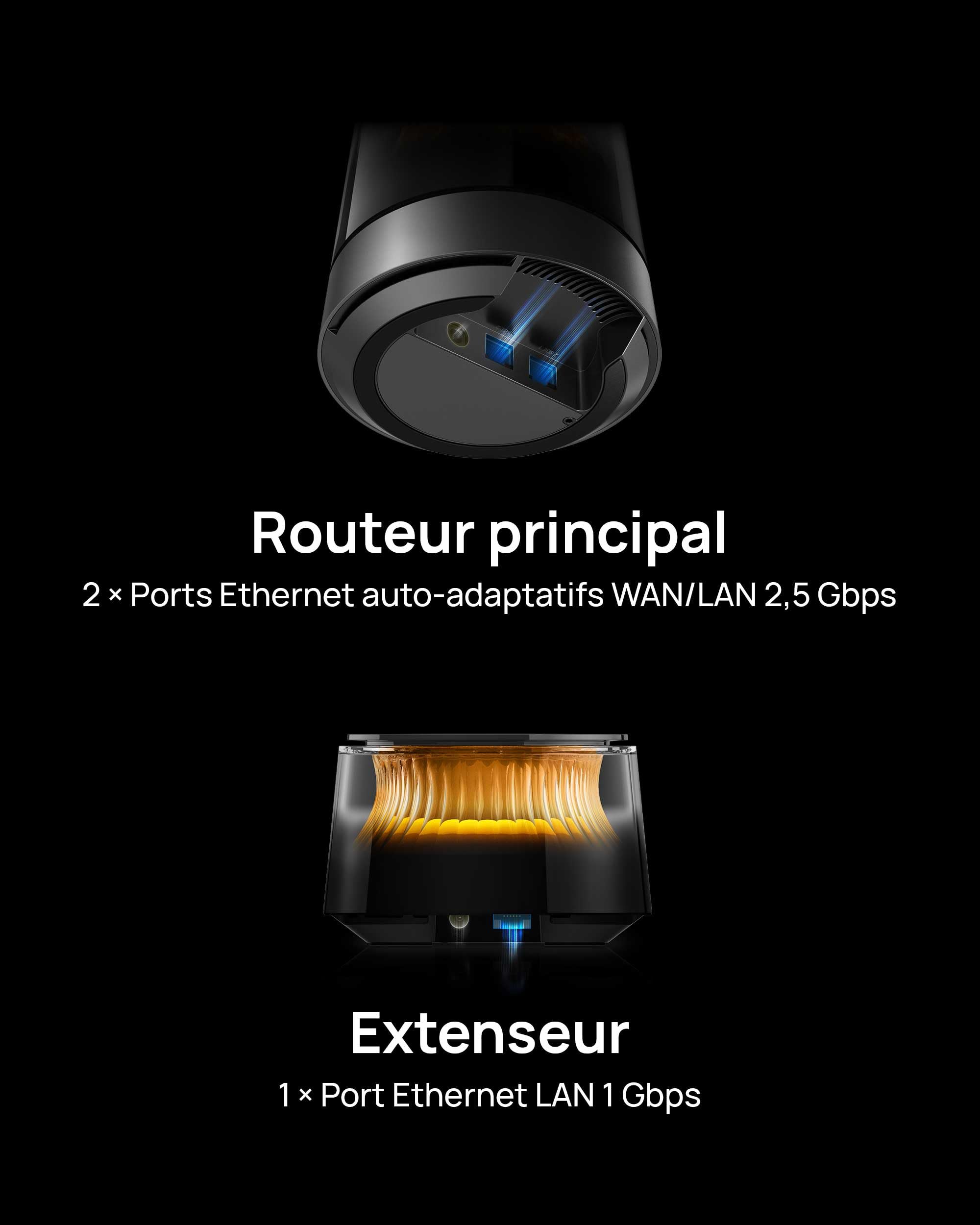 HUAWEI WiFi Mesh X3 Pro Pack, Wi-FI 7 à Double Bande Jusqu’à 3,6 Gbit/s, BE 3600, Couverture Jusqu’à 120 m², Contrôle Parental, Diagnostic de Votre Wi-FI,HUAWEI HomeSec®, Garantie de 30 Mois