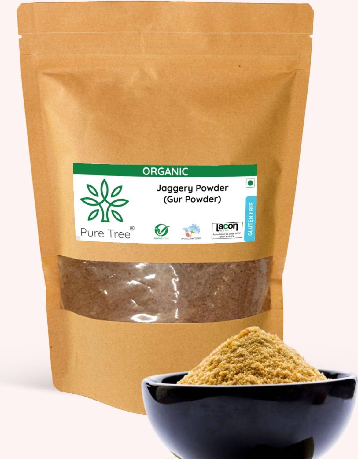 Pure Tree Certified Organic Jaggery Powder | 900 g | Gur Powder Jaggery Organic | Desi Jaggery Gud - Sugarcane Jaggery Powder For Tea | Organic Gud Powder from Jaggery Block (No Preservatives) (B09M3TS1HL) Amazon Price History, Amazon Price Tracker