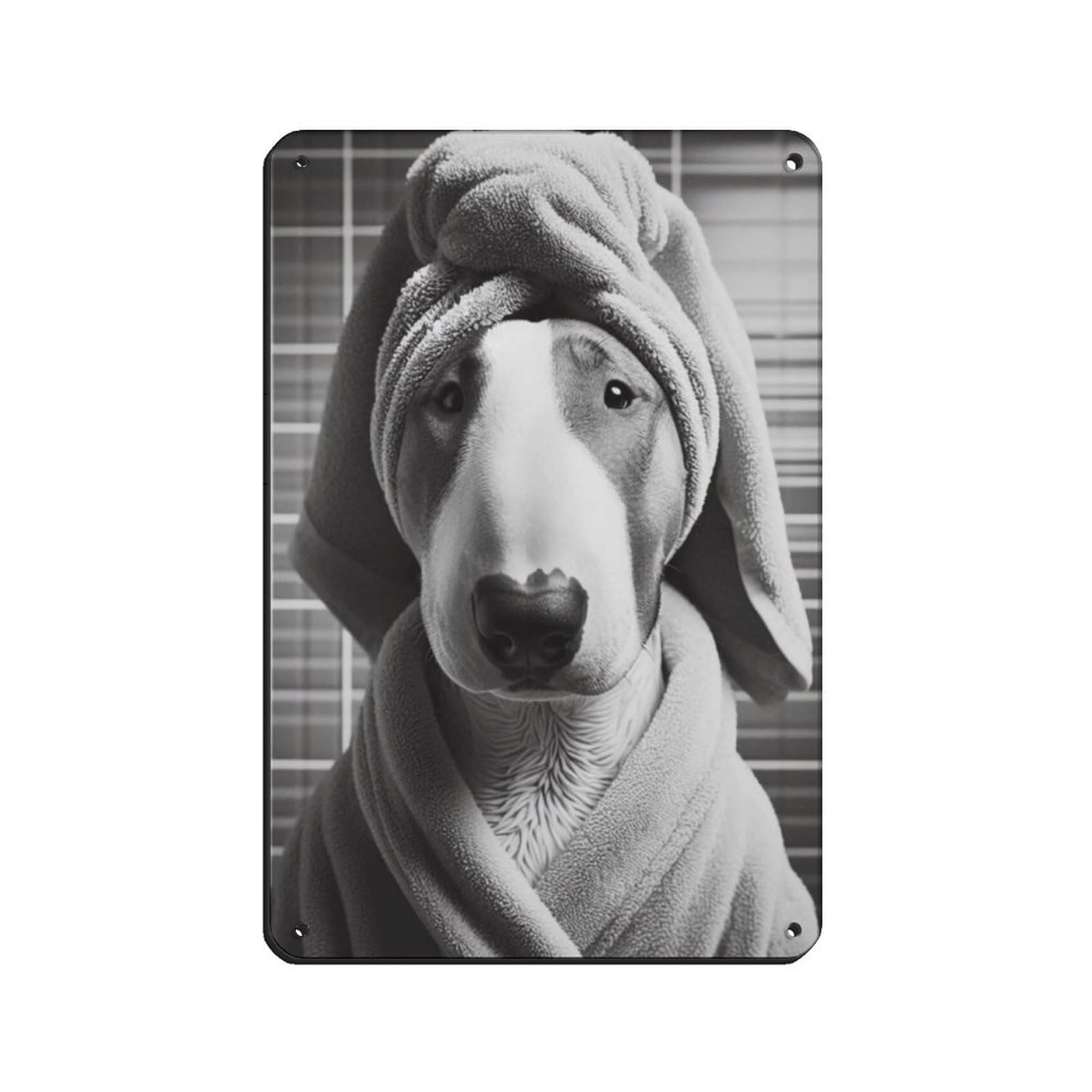 Bull Terrier Dog Bathroom Art, Minimalist Dog Lover's Gift Tin Sign Vintage Metal Pub Club Cafe Bar Home Wall Art Decoration Poster Retro 8x12inch(20x30cm)
