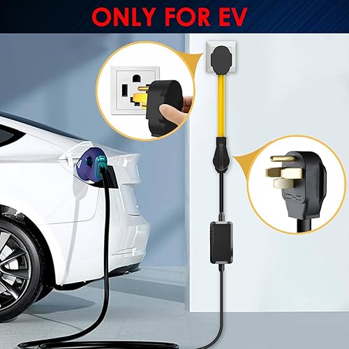 Miniatura 5 de NEMA 14-30P a 14-50R Cable adaptador de cargador EV, 125V250V 4 clavijas enchufe macho a 50 amperios 4 clavijas hembra EV para carga de nivel 2