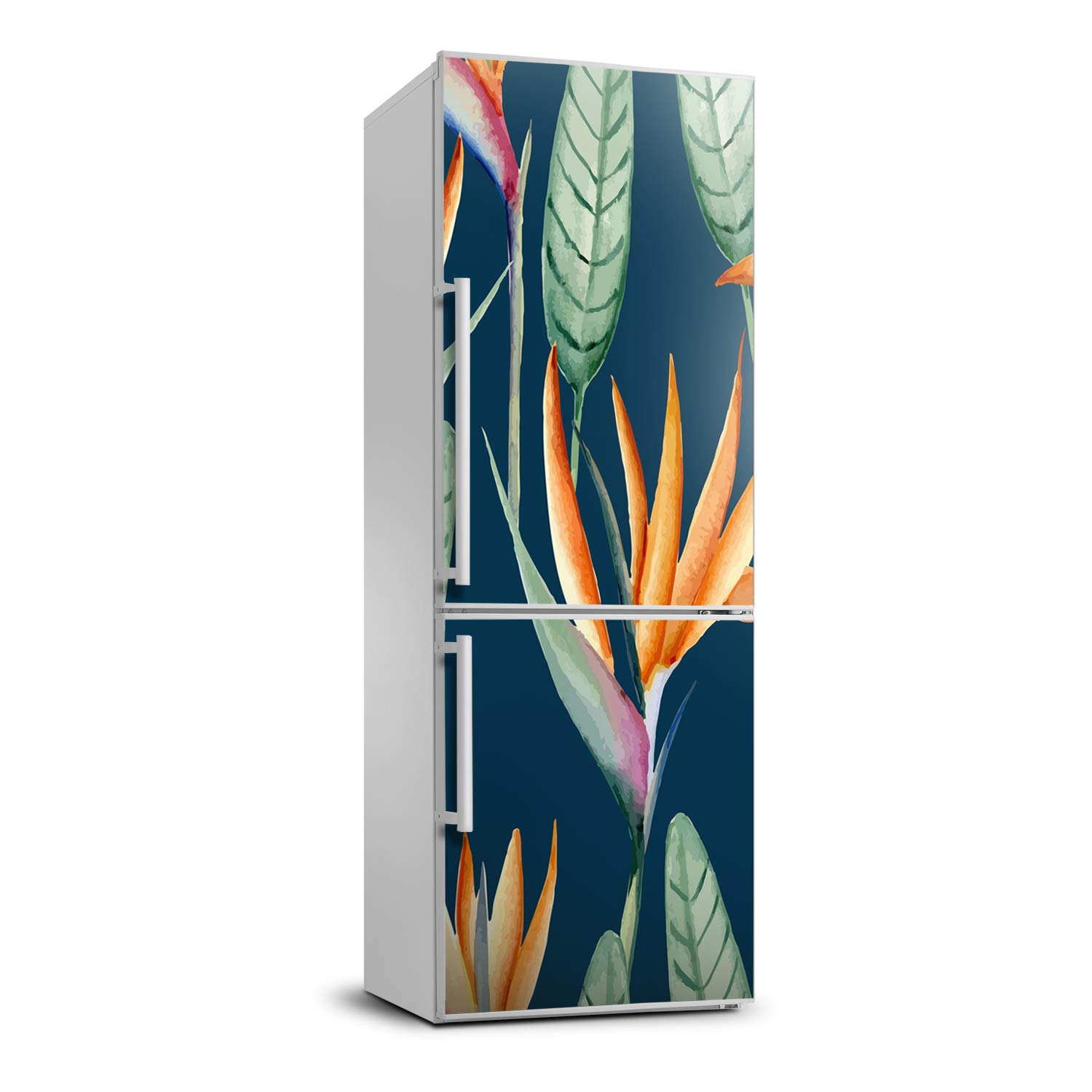 Película autoadhesiva nevera 70x190 cm vinilo decorativo pared salón Strelitzia reginae