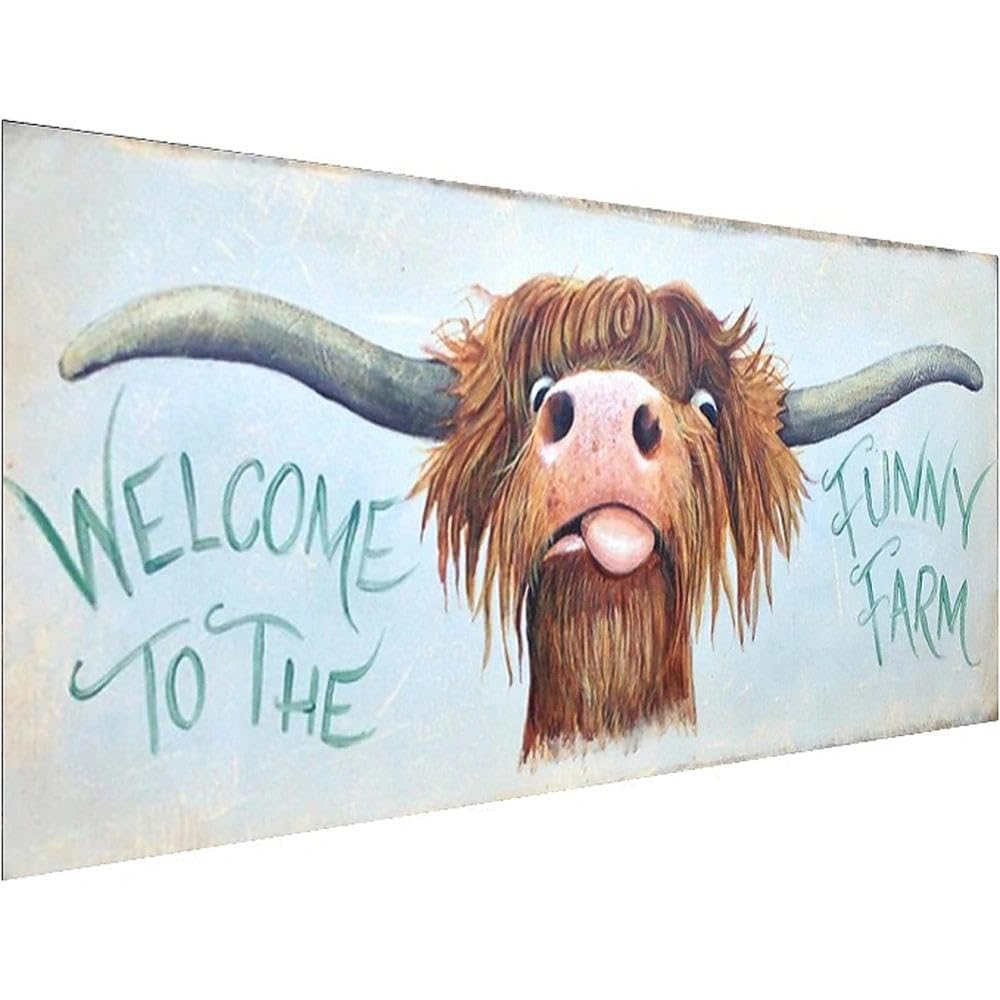 YALKIN DIY Diamond Painting Kits for Adults, Cow Large Diamond Art with Round Drills Full Drill Gem Big Painting Set for Home Wall and Gifts 16 x 28 inch (40x70CM)
