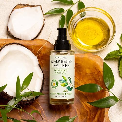 Miniatura 3 de PHARM TO TABLE Aceite para el cabello de árbol de té para aliviar la picazón del cuero cabelludo, infundido con aceite puro de árbol de té, menta,