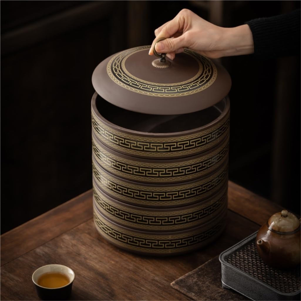 SONGCHAO Sugar Jar Bulk Tea Storage Container jar Ceramic Food Storage jar Kitchen Sealed jar Round jar Storage Tea jar Tea Storage jar Tea Canister (Color : A-3)