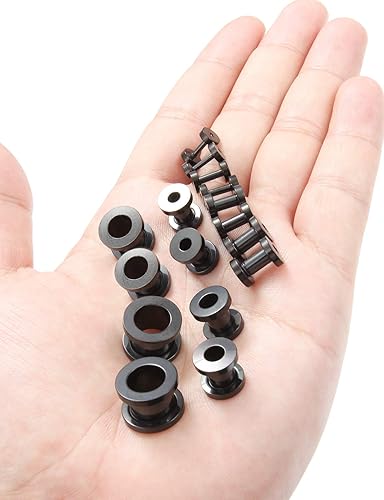 Miniatura 2 de Prjndjw Kit de dilatadores de oreja de acero quirúrgico, aretes expansores de túnel de oreja, tapones para lóbulos de oreja, juego de joyería para