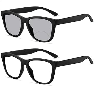mincl Transition Sunglasses Photochromic Bifocal Reading Glasses for Men Stylish Sports Computer Readers Anti Eyestrain & Glare (black, 1.25x)