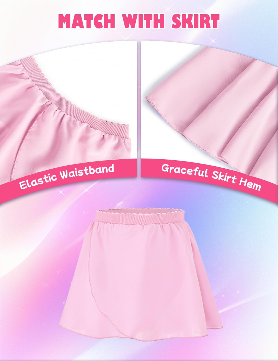 Gymnastics Leotards for Girls Long Sleeve Toddler Leotard Tumbling Outfit with Removable Skirt 2-12 Years Old