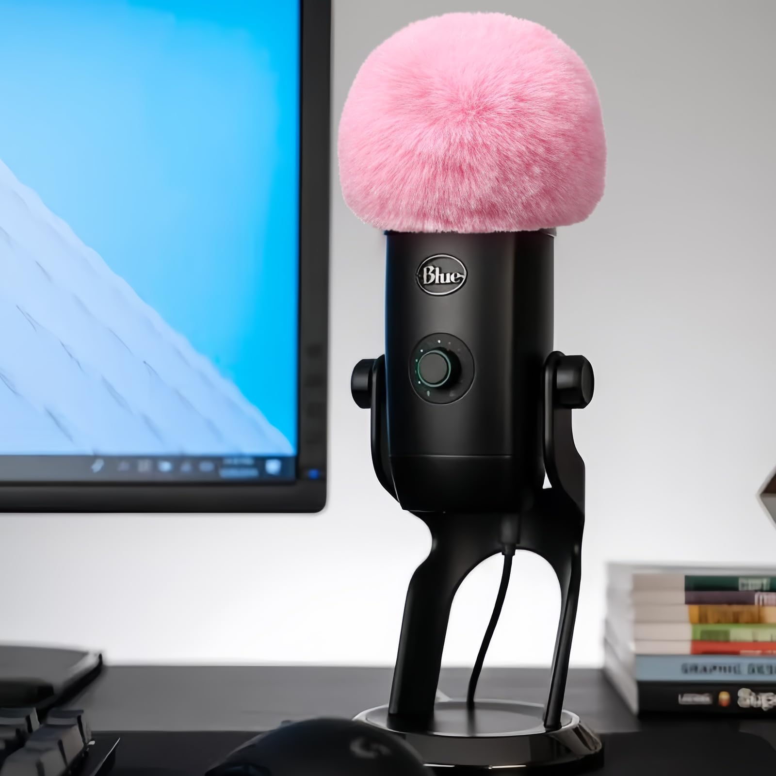 Musiin Microphone Windshield, Fur Cover, Anti-Foam Cover, Compatible with Blue Yeti Microphone (Pink) - Image 4