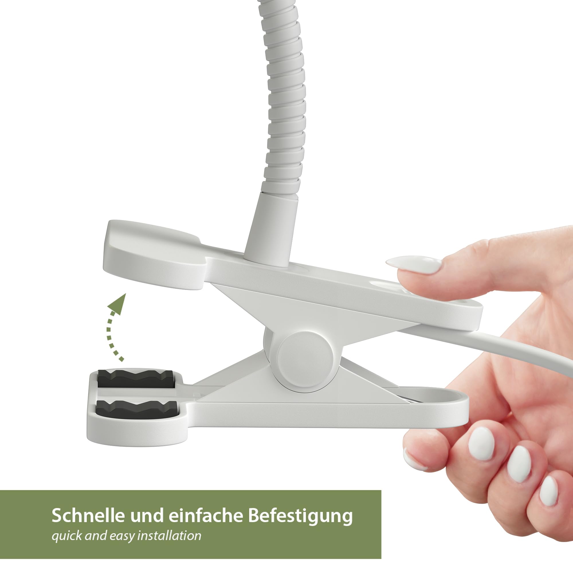 ledscom.de Lámpara de pinza WAIKA con cuello de cisne e interruptor blanco mate, incl. lámpara LED GU10 (blanco cálido, 4.914W, 450lm, 100°)