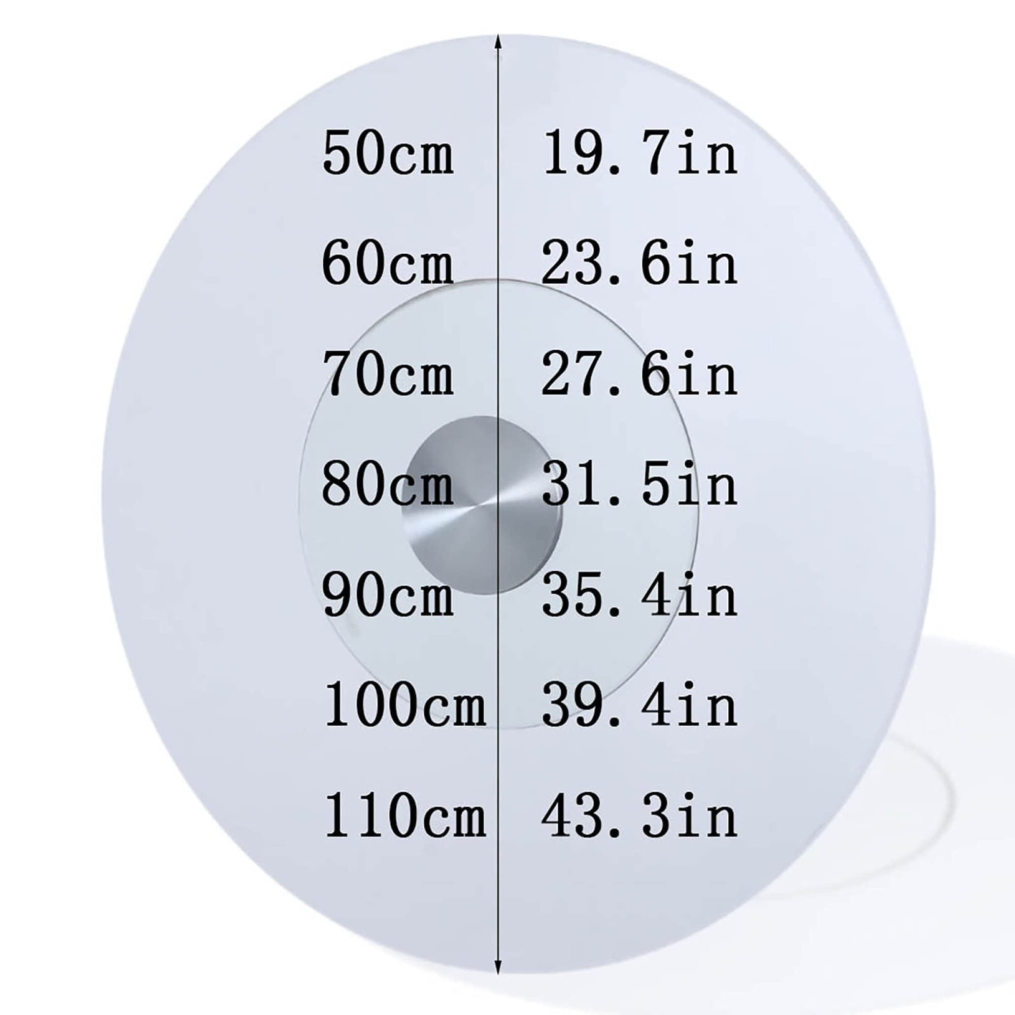 MIZP Plateau Tournant en Verre Lazy Susa Plateau Rotatif en Verre Trempé de 19,7 à 43,3 Pouces, Stable Et Non Incliné Pour les FêTes D'Anniversaire en Famille/Transparent / 90cm