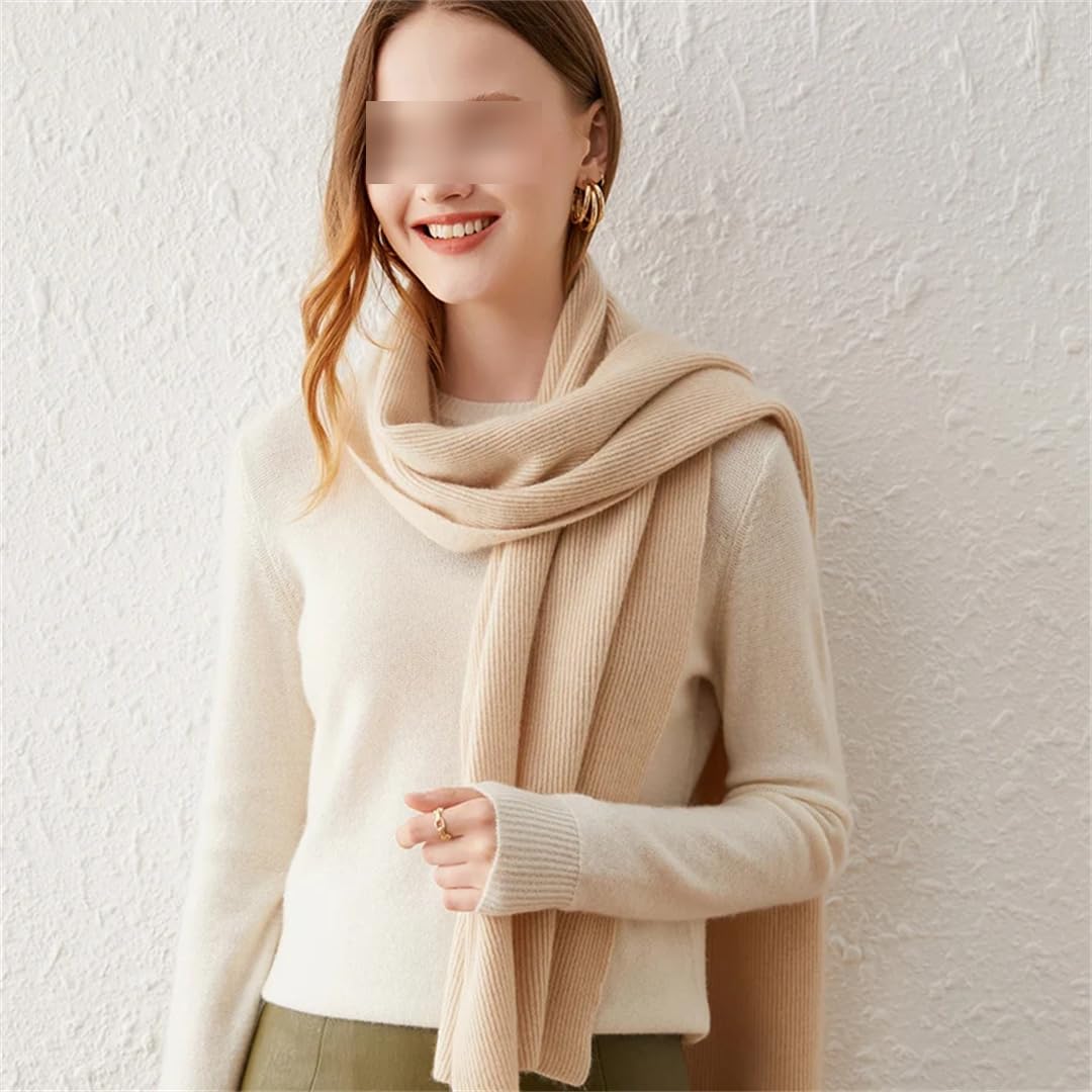 Bufanda de punto de cachemira para mujer, primavera, otoño e invierno, bufanda de punto suave y cálida