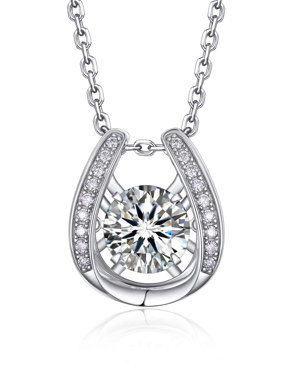 MomentWish Moissanite Necklace for Women, 0.5/1 Carat Sterling Silver