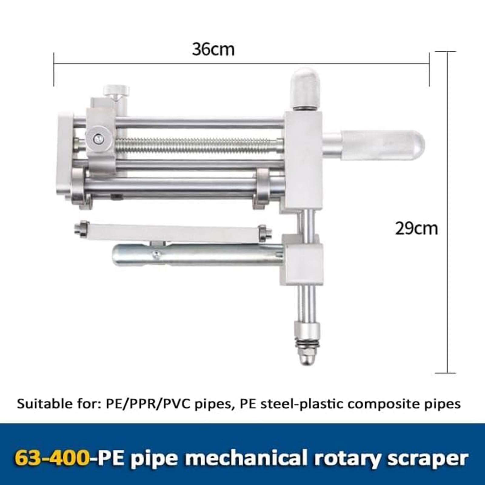 Raspador giratorio manual de tubos, cepilladora de bordes de aleación de aluminio para tubos de polietileno, adecuada para diámetros de tubería de 63 a 400 mm, herramienta de mantenimiento eficiente