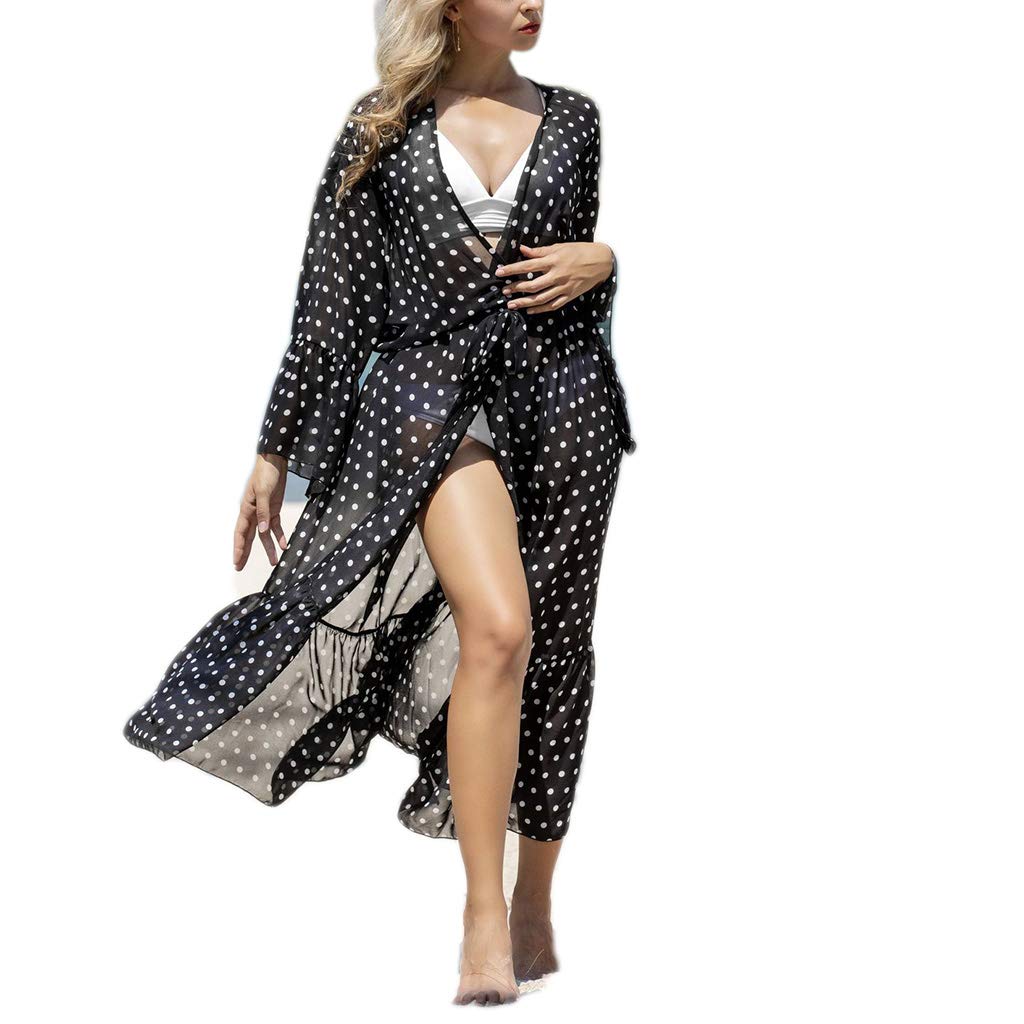 Robe de plage imprimée manches kimono cardigan fluide maillot de bain housse