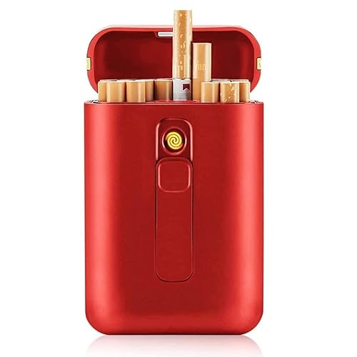 Miniatura 10 de OLDENDO Estuche para cigarrillos con encendedor, paquete portátil grande de 20 cajas de cigarrillos de tamaño regular, encendedor integrado 2 en 1,