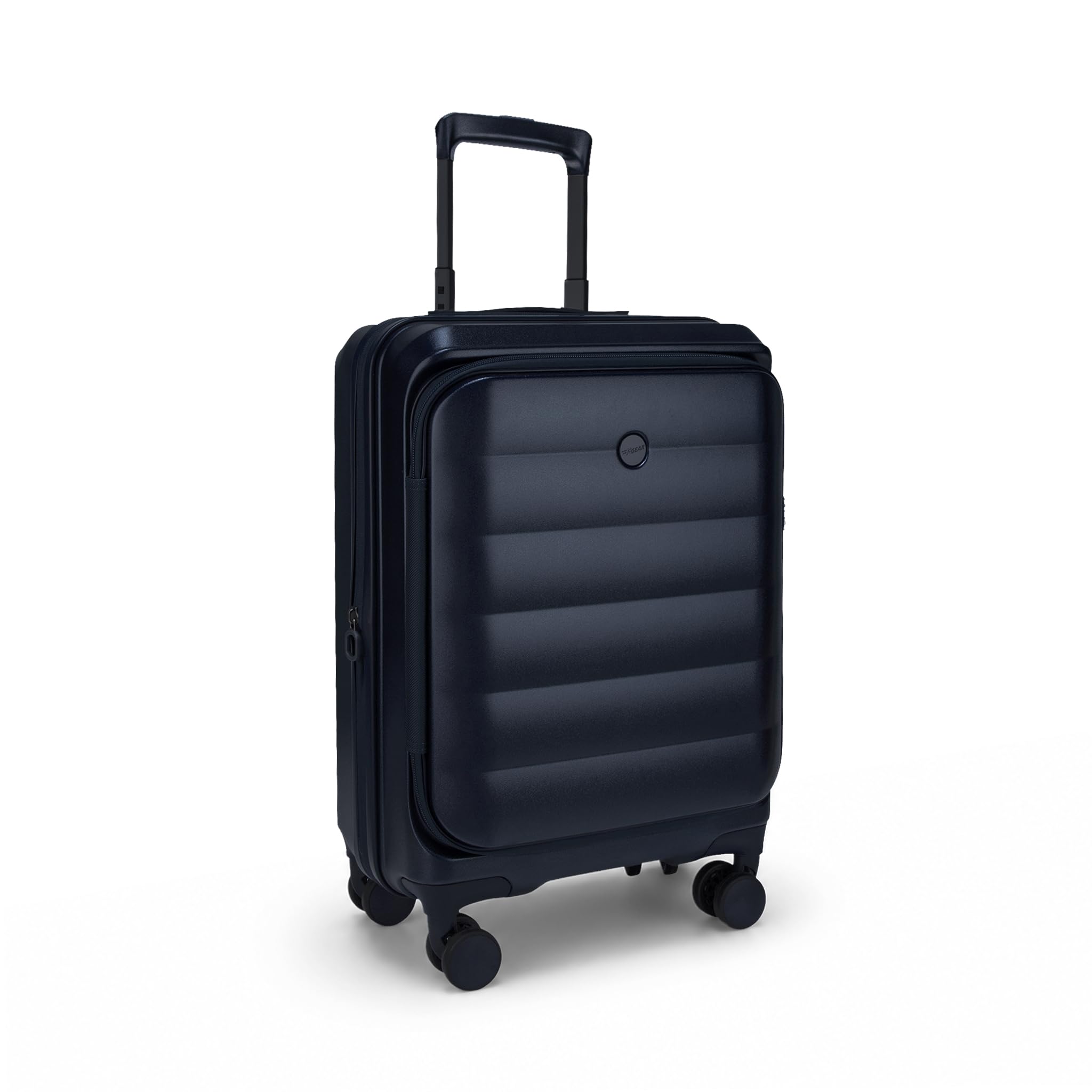 F Gear Valencia 54cm Small German Makrolon Polycarbonate, Front-Opening Hard Luggage | 8 Super Silent 360° Spinner Wheels, Cabin Suitcase for Travel | Expandable, Lightweight, TSA Lock | Navy