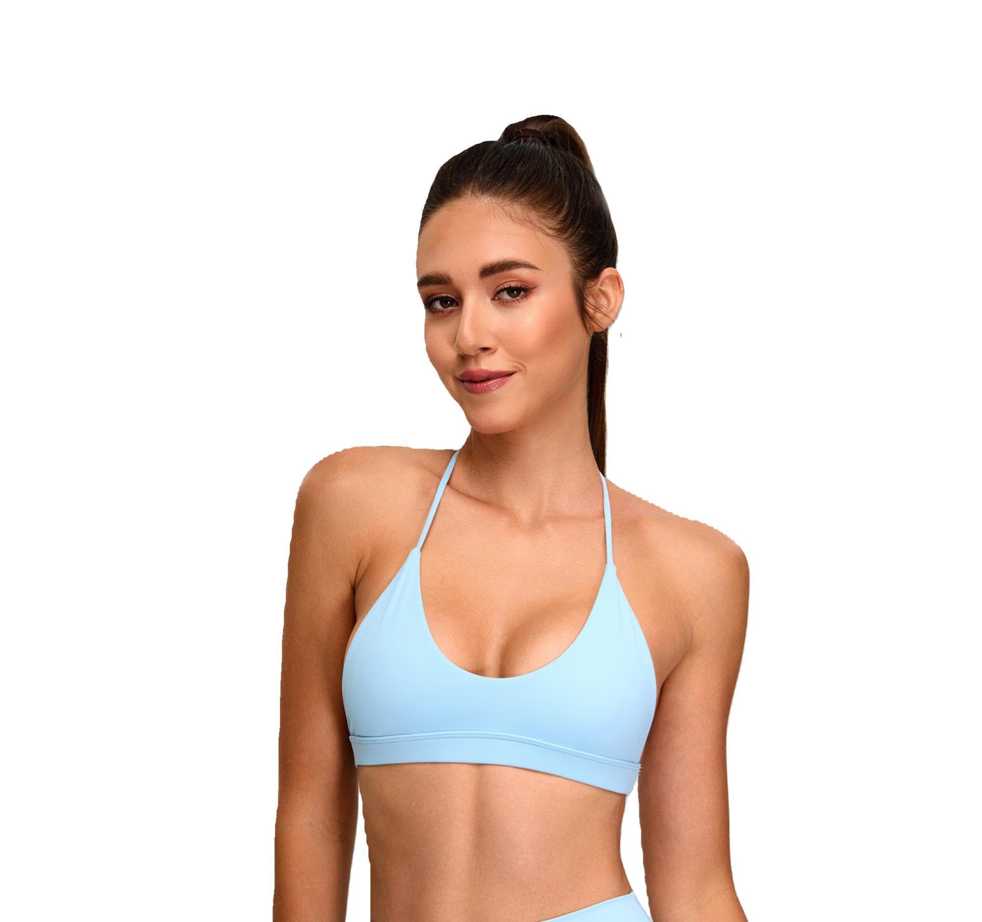 sherox Sydney Ice Sports Bra, Cool Blue, U-Neck, Halter Straps, Non-Wired, Removable Pads, Open Back, 75% Polyamide 25% Spandex, Women-picture-16