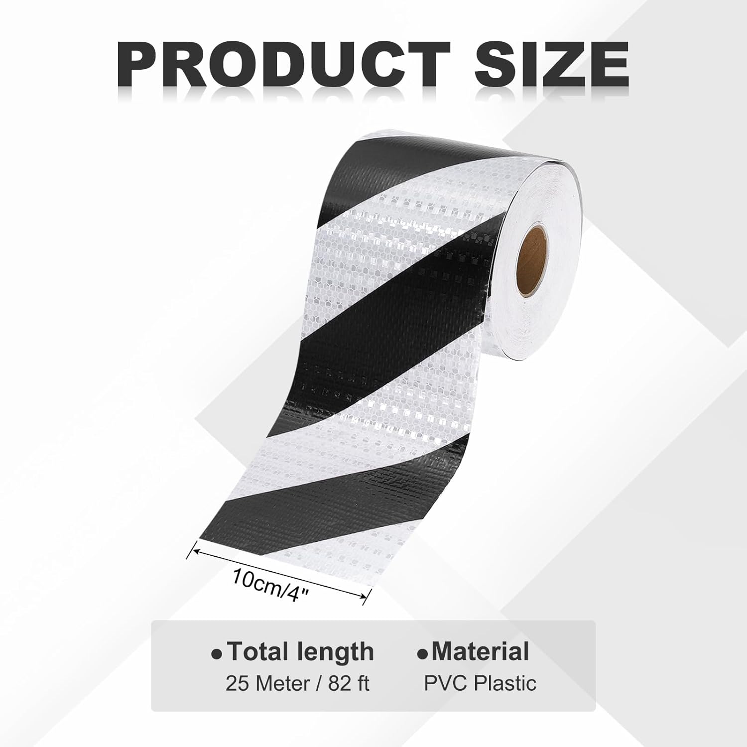 MECCANIXITY Reflective Tape, 4 Inch x 82 ft Warning Safety Sticker Night Reflectors Self-Adhesive Trailer Reflector Twill Tape for Cars Trucks Trailer, Black White