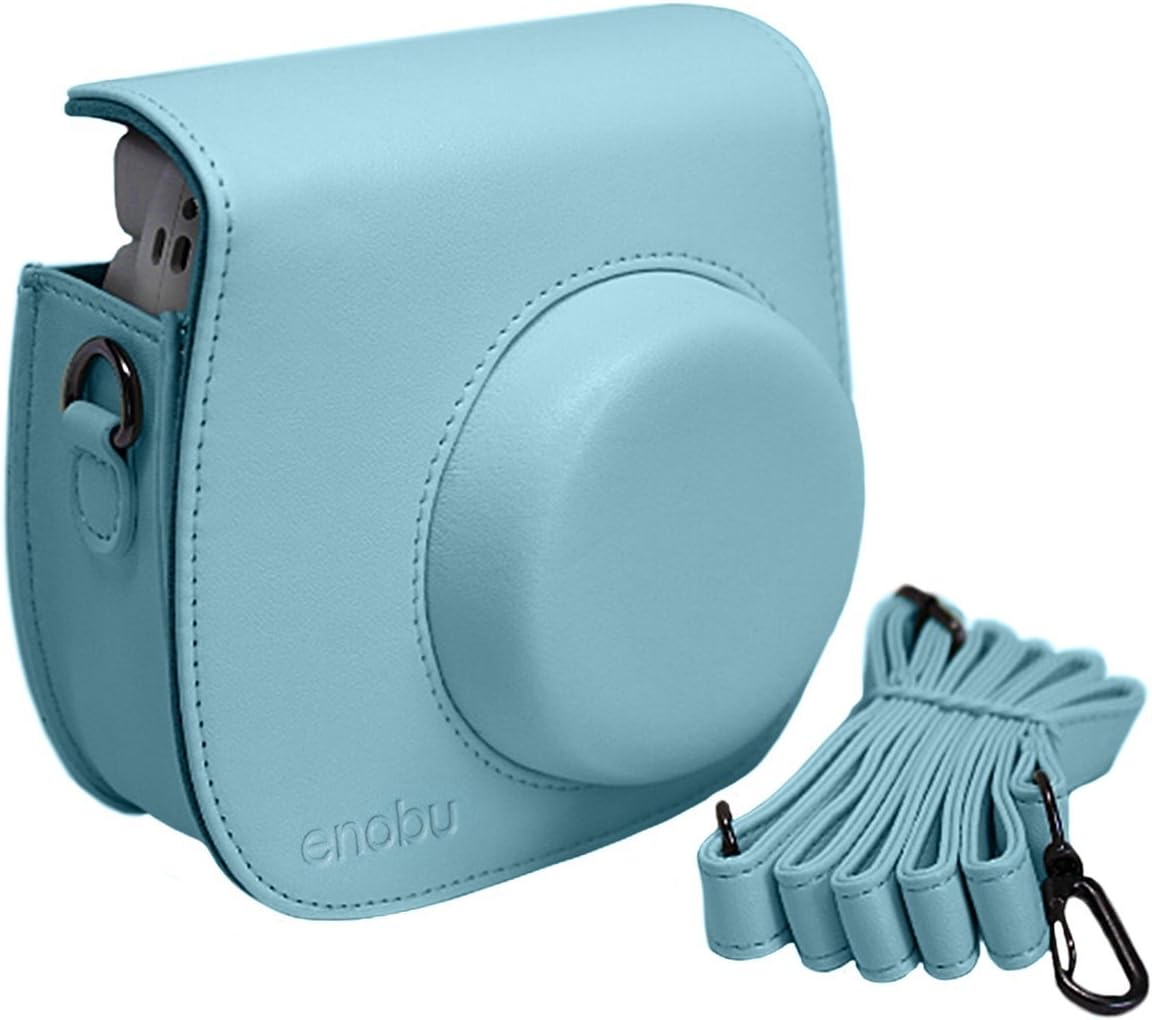 Enobu Camera Case Bag for FujiFilm Instax Mini 8 Instant Film with Strap- Pastel Blue