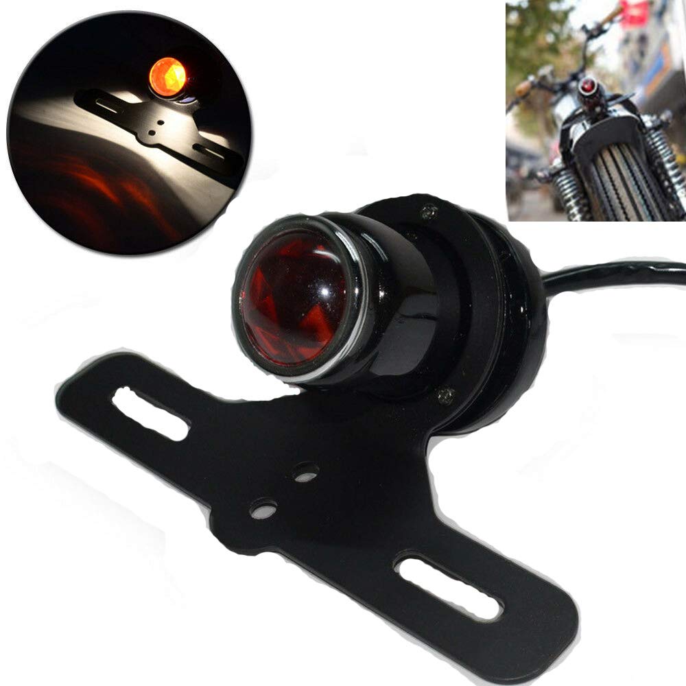 YIBO Universal Motorcycle Red Rear Tail Brake Stop Light Lamp License Plate Holder For Harley Cafe Racer Chopper Bobber Kawasaki