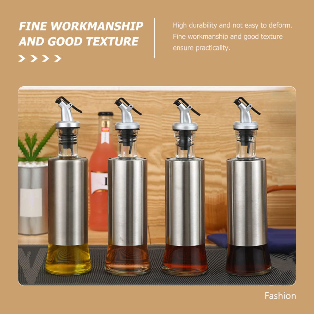 Dispensadores de Aceite y Vinagre de Vidrio con Tapa Antidesbordamiento y Embudo de Acero Inoxidable Botella Dosificadora para Cocina y Barbacoa