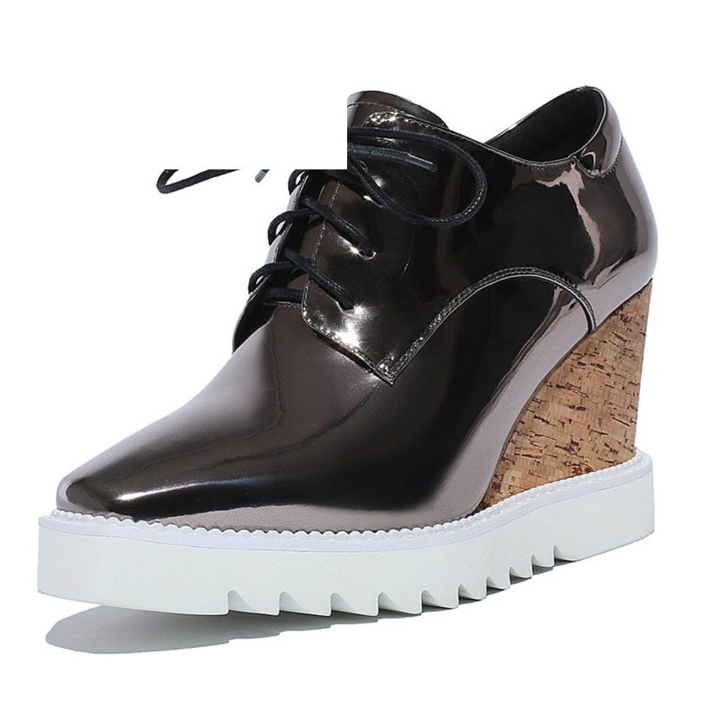 Espadrilles Plate-Forme Chaussures Casual en Cuir Taille 38