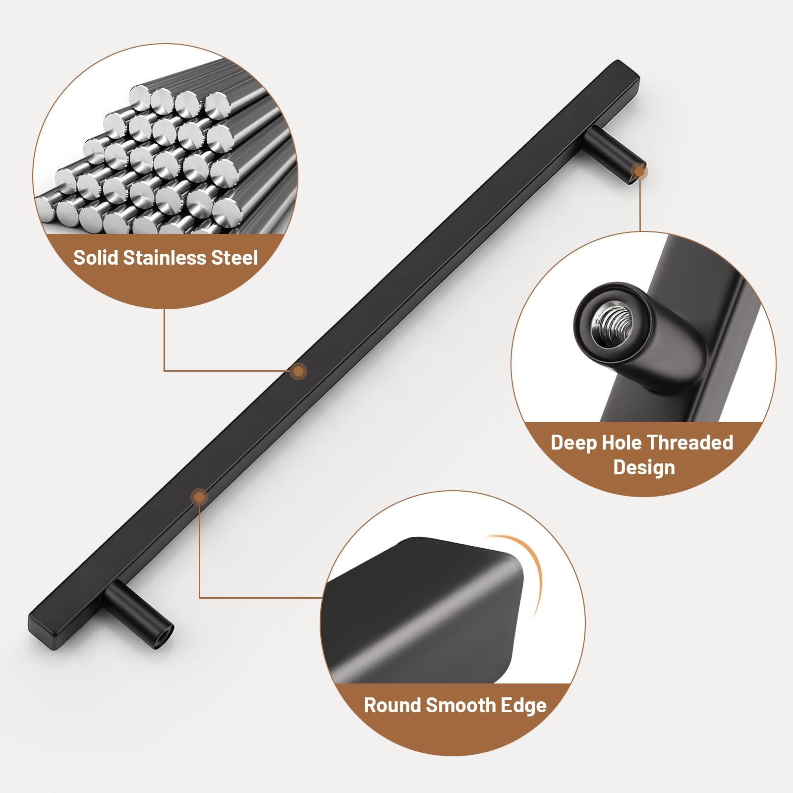 Snapklik.com : 5 Pack 10 Black Dresser Drawer Pulls, Kitchen Cabinet Door Pulls Bathroom Vanity ...