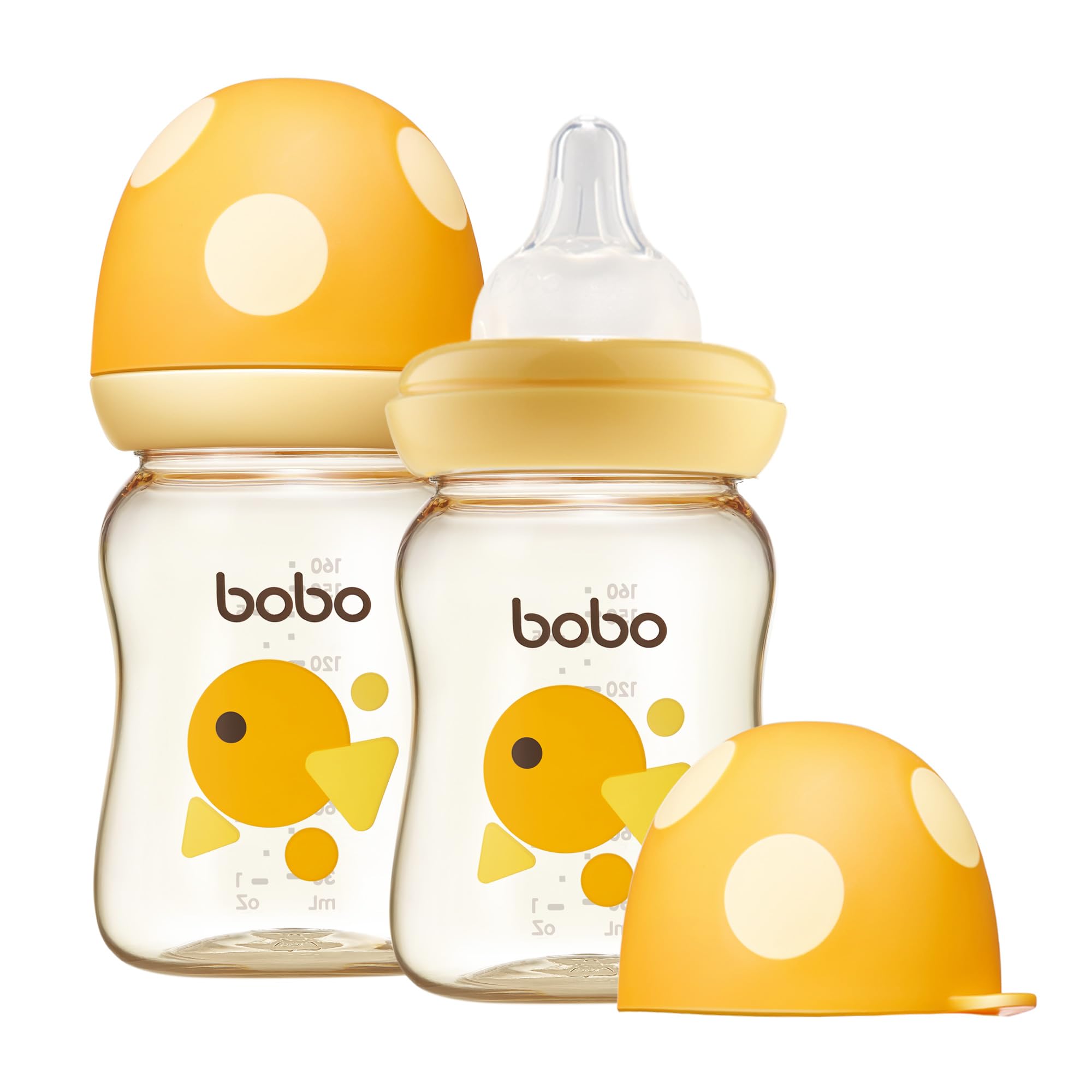 YOHKOHPPSU Baby Bottle Wide Neck, Newborn Anti-Colic Baby Bottle with Natural Response Nipple, Streamlined Body, Easy to Clean (5.4oz (Pack of 2), Yellow)
