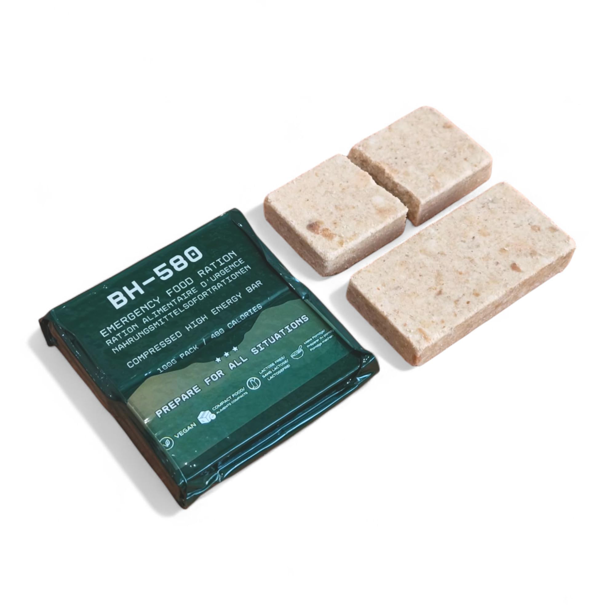 20 anni di durata！BH-580 Razione alimentare di emergenza, barretta ad alta energia, cibo compresso, deposito di cibo di sopravvivenza, Vegan (1 box)