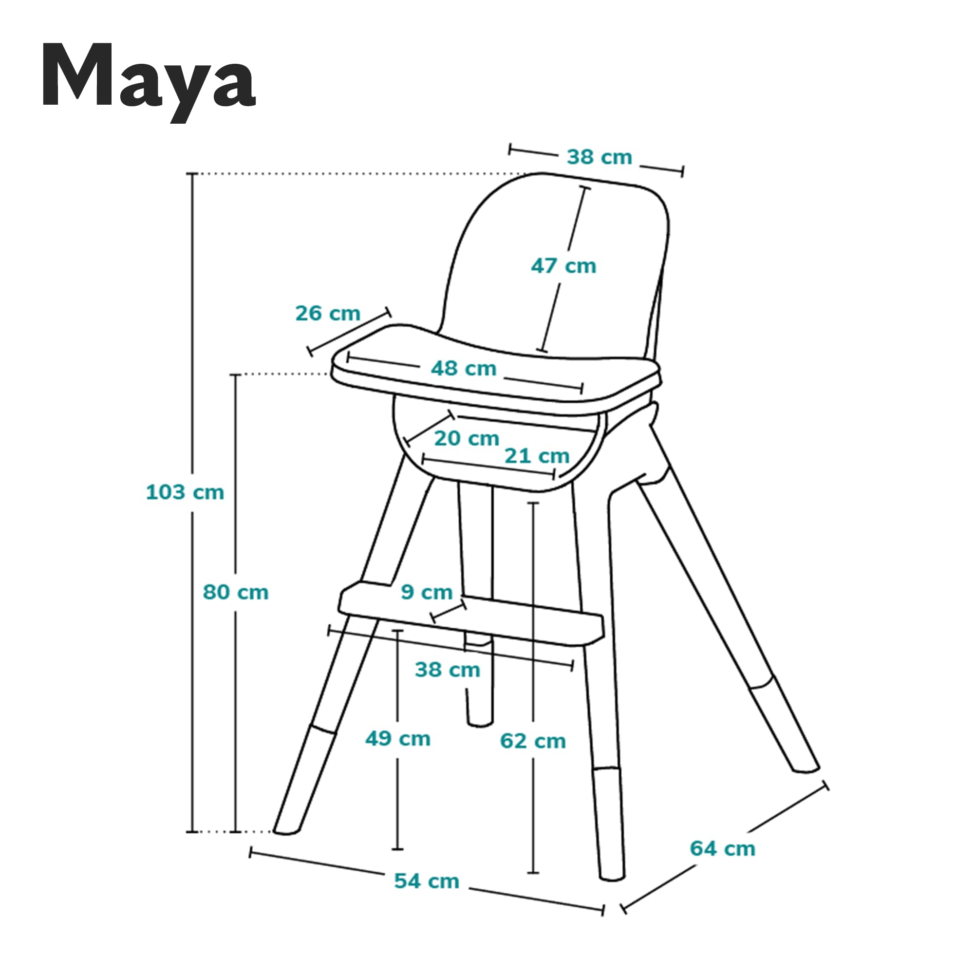 LIONELO Maya Seggiolone Pappa Evolutivo 2 in 1 da 6 a 36 Mesi | Fino a 15 kg, Seduta Reclinabile, Vassoio Rimovibile, Cinture di Sicurezza, Gambe Antiscivolo, Facile da Pulire