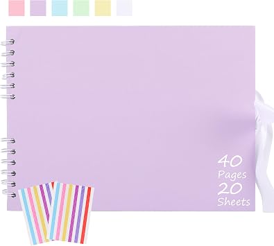 Scrapbook Album, 8.5"x11.5" Scrapbooking Photo Album with 40 Pages White Blank Inner Paper, Purple Kraft Cover Album for Pictures, Memory Book for Baby Wedding Family Travel Graduation
