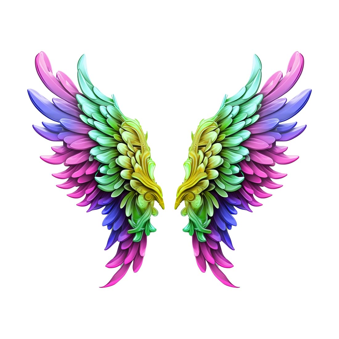 Vinyl Multicolor Wings Sticker For Kids Room Home Wall Cafe & Restaurant Office Selfie Background Decoration, Self-Adhesive, Wall, 50 Cm, 60 Cms-image-39