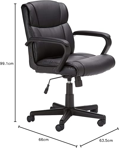 Miniatura 8 de Tienda Basics Silla acolchada de escritorio de oficina con reposabrazos altura ajustable  inclinación giro de 360 grados capacidad de 275 libras