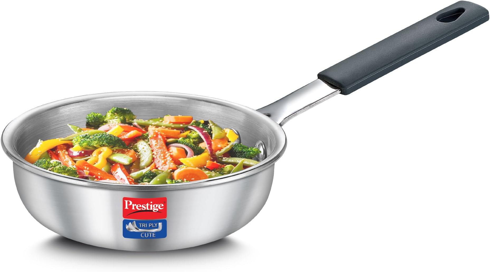 Prestige 12cm/400ml Tri-Ply Stainless Steel Cute Fry Pan|Gas & Induction Compatible| Even Heat Distribution|Perma-Cool Handles|Thick Gauge