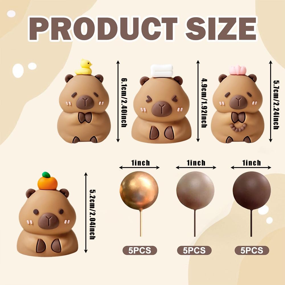 Capybara Cake Decoration Set, Capybara Baby Shower Decorations, Capybara Cake Toppers - Image 2
