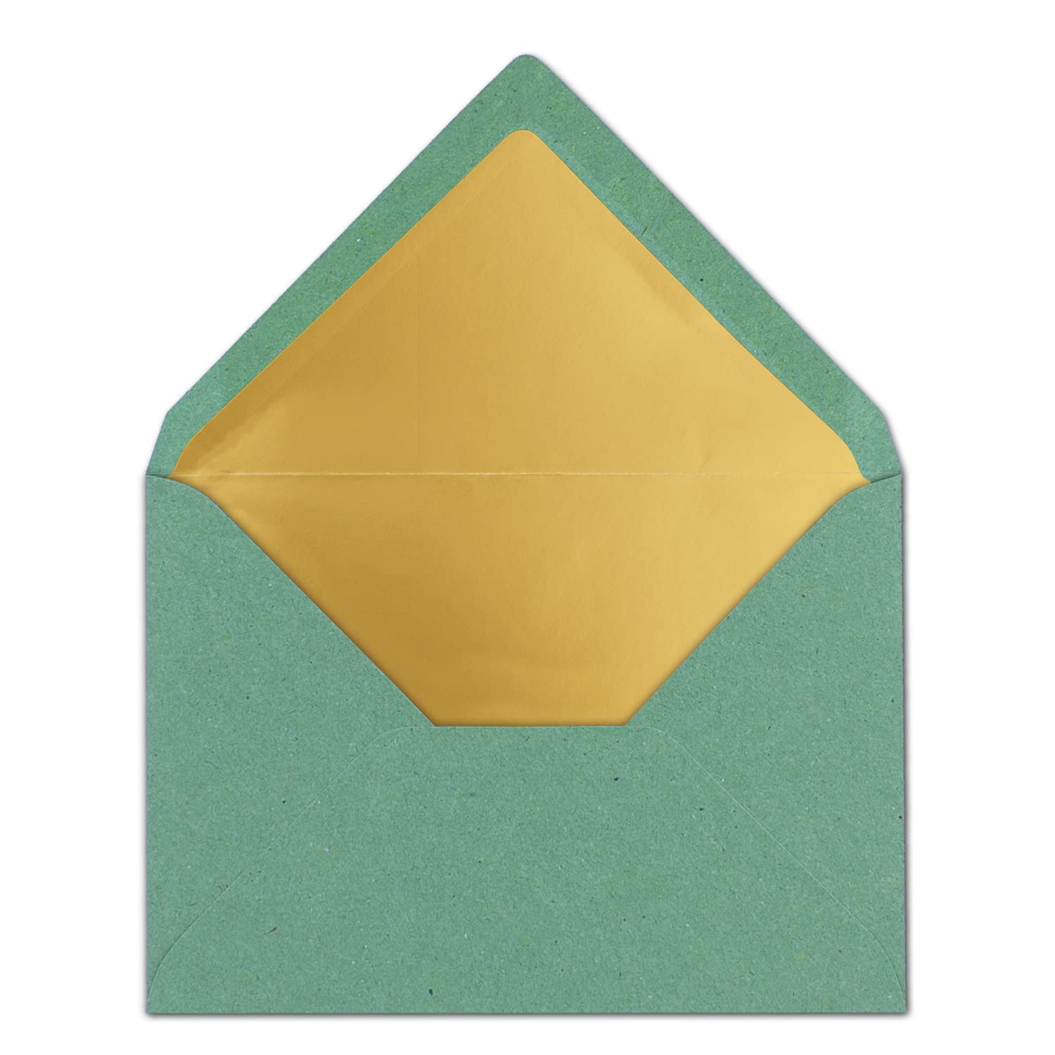 75 sobres DIN C5, 15,6 x 22 cm, de papel kraft en color verde eucalipto con forro de seda dorado, pegado en húmedo, sobres en blanco de papel reciclado, serie Umwelt