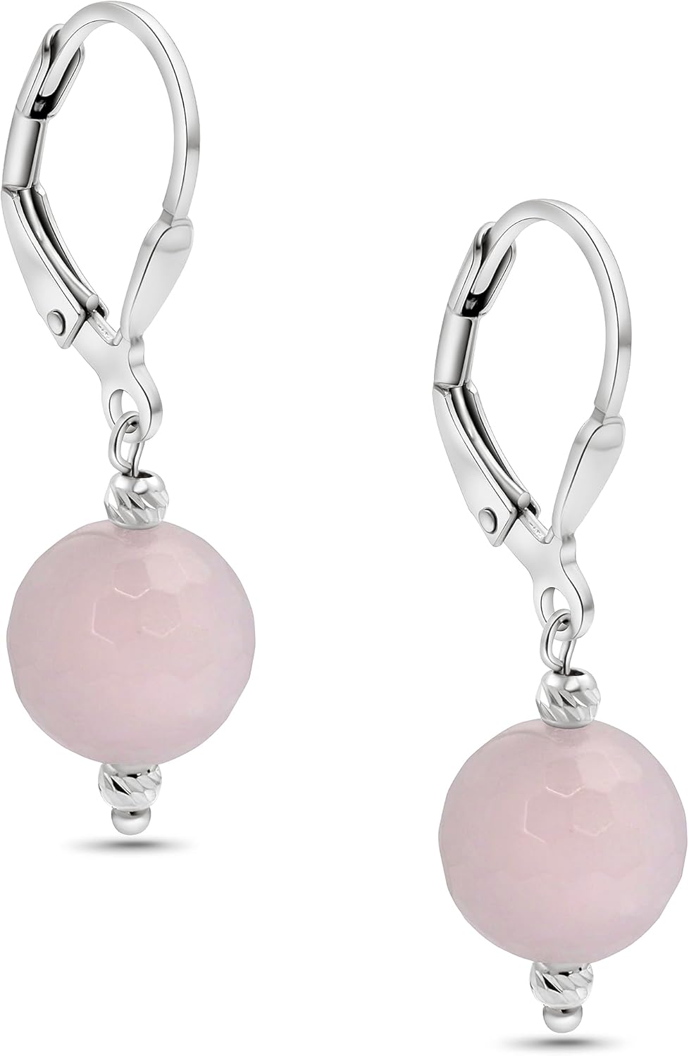 925 Sterling Silver Gemstone Earrings for Women - Birthstone Earrings - Sterling Silver Leverback Earrings - Silver Drop Earrings for Women - Minimalist Earrings - Everyday Earrings for Women