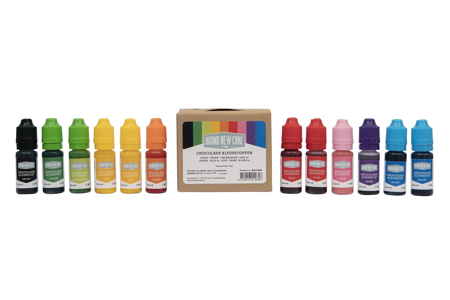 BrandNewCake® Gel Colorant Chocolat Assortiment - Set de 12 x 11ml - Colorant Alimentaire Comestible - Idéal pour Chocolat et Pâtisserie