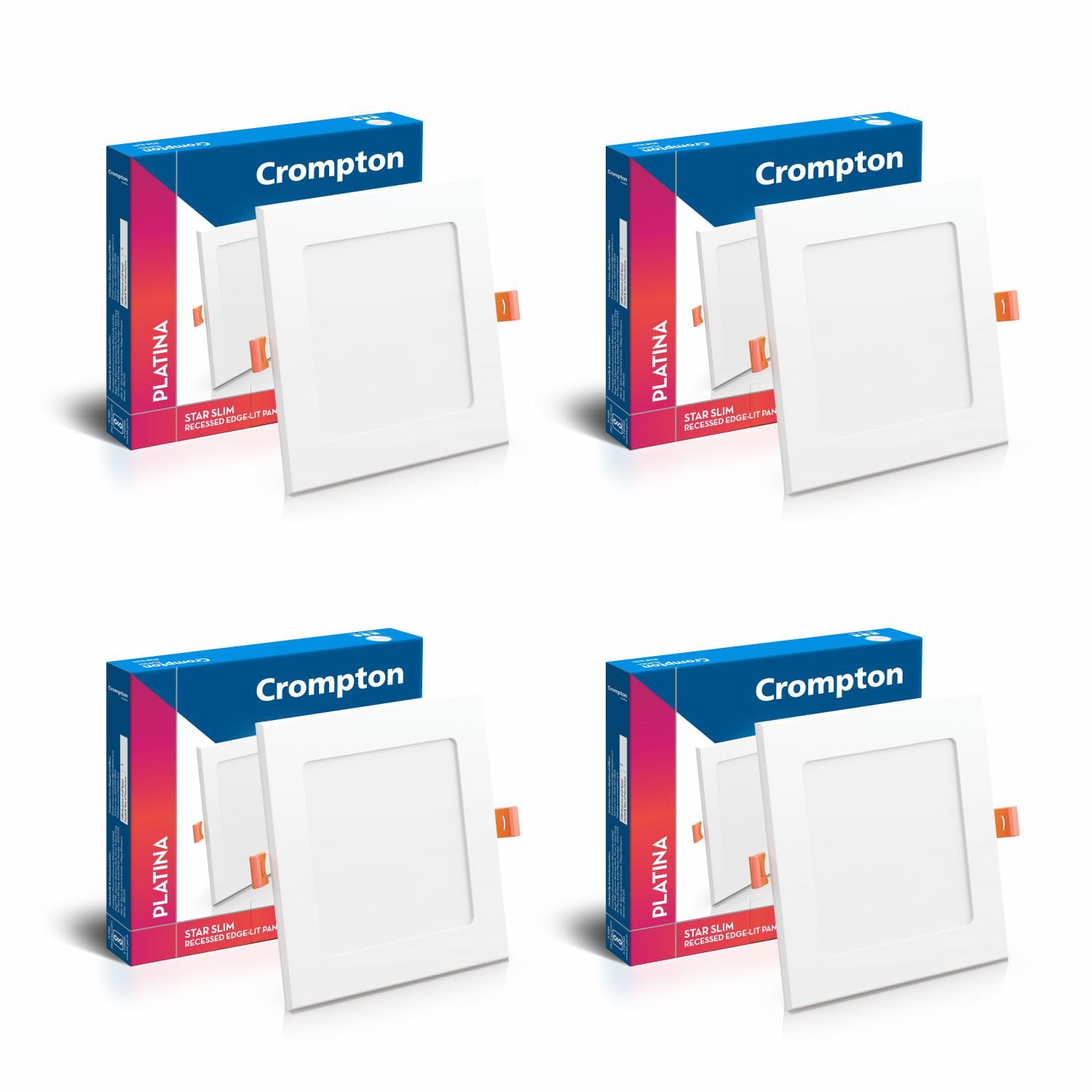 Crompton Platina Star Slim Recessed Edge Lit Panel 15Watt LED Square (Pack of 4, Warm White) 6x6 inch Cut-Out and Ultra Slim Panel-image-31
