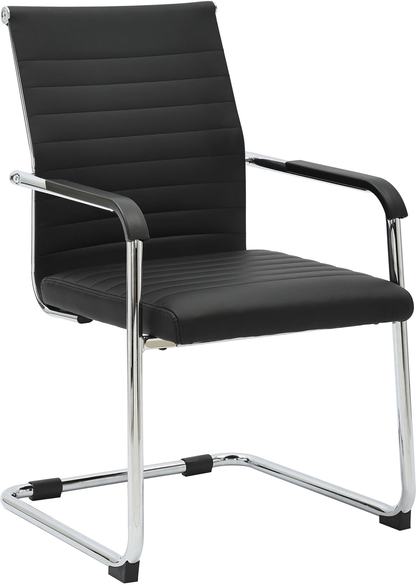 CLP Sedia da ufficio ergonomica Hakon, cantilever con braccioli, telaio in metallo cromato, sedia visitatore nera, sedia conferenza, Colore:nero