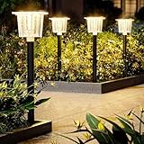 ALFIOT ソーラーライト 屋外 「4個セット」 色温調節 オレンジ/昼光色 超高輝度ガーデンライト IP65 防水 3000/12000K 庭 ライト ソーラー 最大28時間 自動点灯/消灯 庭/パティオ/景観/歩道/車道/芝生用