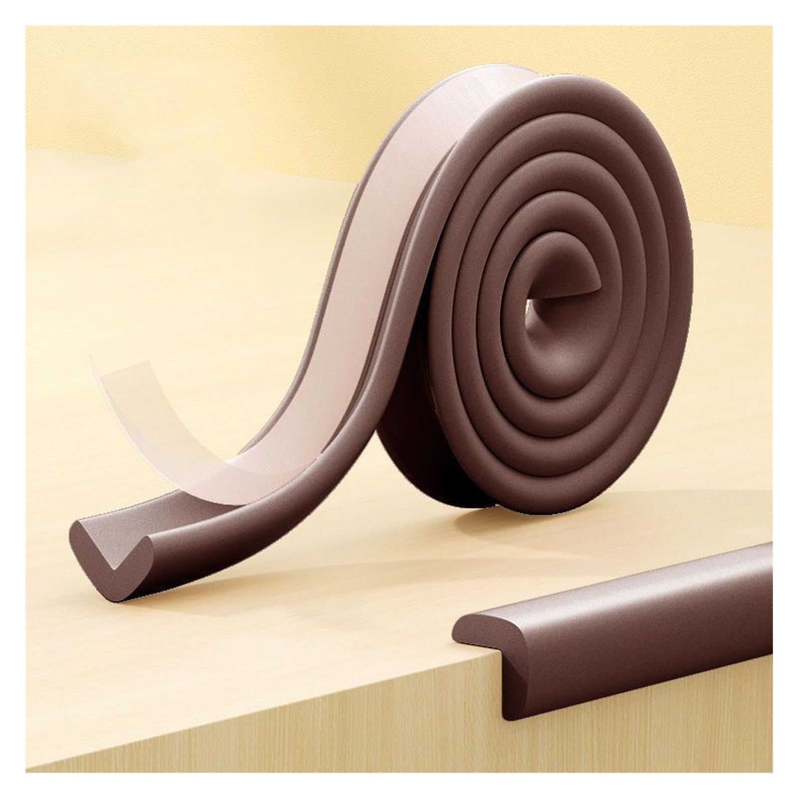 Foam Edge Corner Guards Protector Anti Collision Strip Self-Adhesive Safety Strips Bumper Stair Cushion For Furniture Cabinets Steps(Brown,5m/16.4ft)