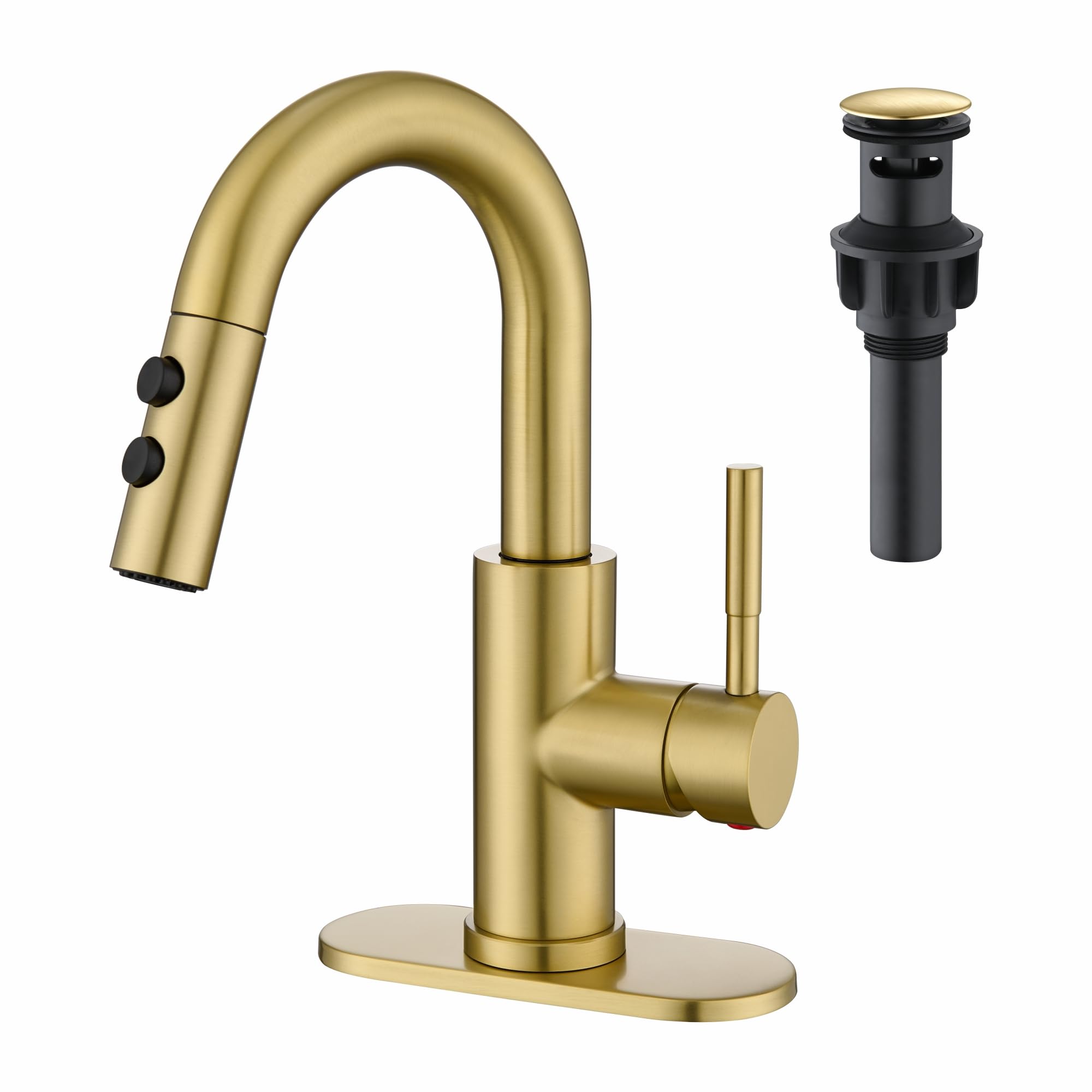 Matte Black Bathroom Faucet with Sprayer -12