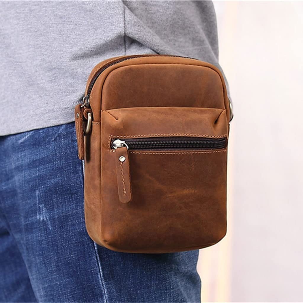 Piccola Borsa a Tracolla da Uomo in Vera Pelle, Borsello