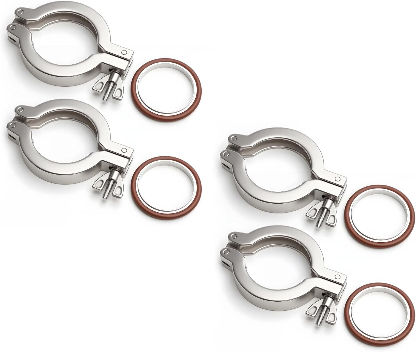 4pcs KF40 Stainless Steel 304 clamp with Stainless steel 304 Centering Ring with Quick Clamps O-ring