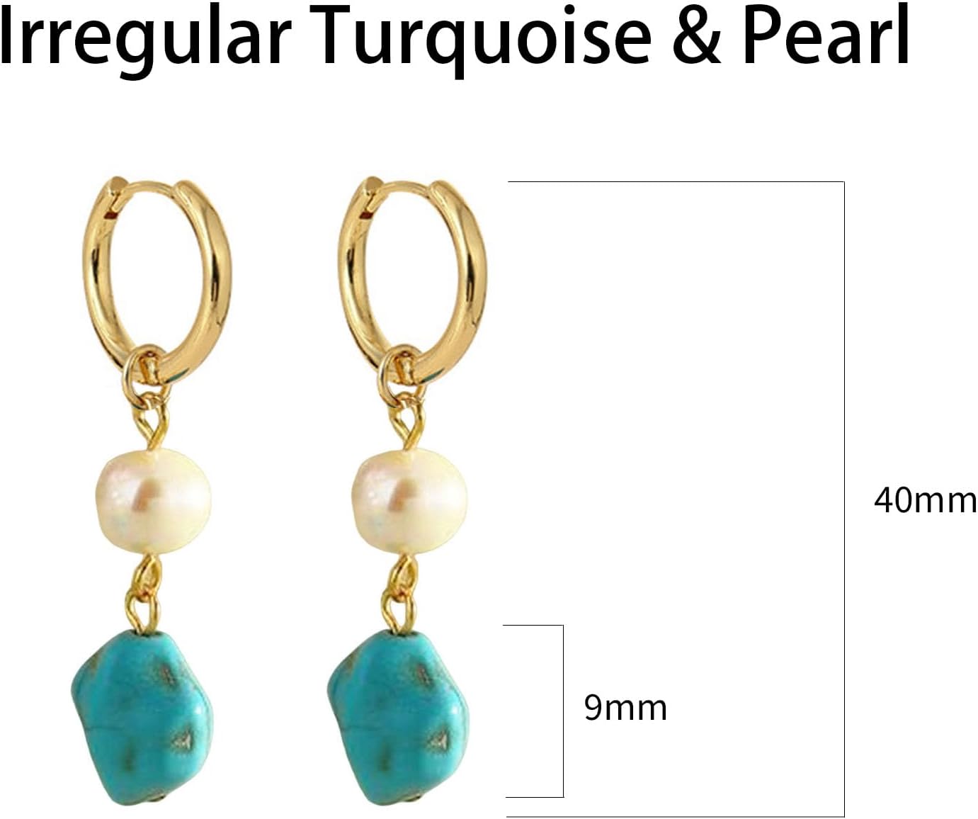 Gold Turquoise Earrings for Women Irregular/Square/Oval/Triangular Turquoise Earrings Jewelry Christmas Gift for Her