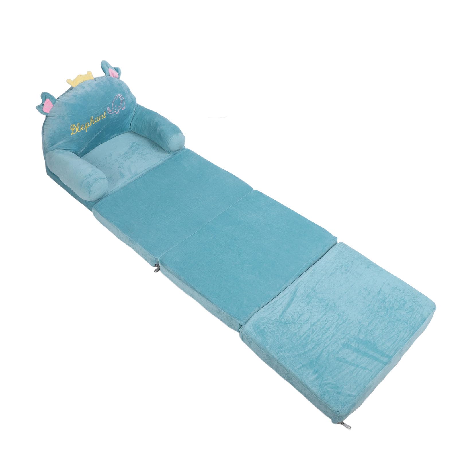Zusammenklappbares Kindersofa, Bequeme aufklappbare Couch für Kinder, leichtes Elefanten-Stickmuster (In Viertel Falten)