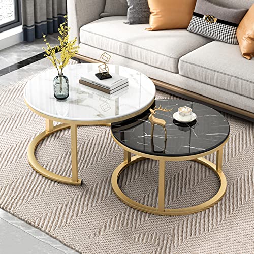 Table gigogne imitation marbre : table basse gain de place pour salon