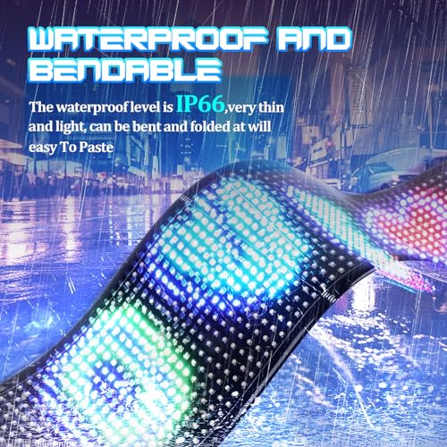 Image of FAHKNS Programmable LED Sign Matrix Panel, Flexible Huge Bright Advertising Scrolling LED Sign, Bluetooth App Control LED Sign for Car Shop Store Advertising Party Bar, 19''x5''