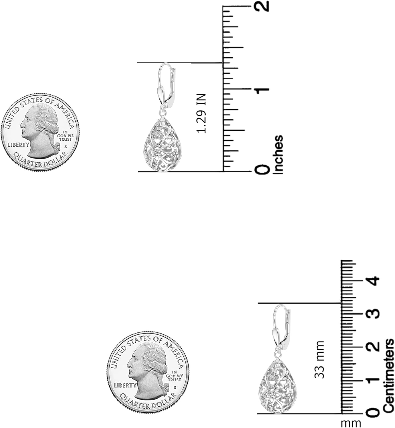 LeCalla Women's Drop & Dangle Earrings | 925 Sterling Silver Leverback Earrings | Lightweight Teardrop Lever Back Drop Dangle Earring for Women - Image 4